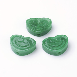 Myanmar Jade Perles naturelles de jade du Myanmar / jade birmane, teint, cœur, 13x18x5.5mm, Trou: 2mm
