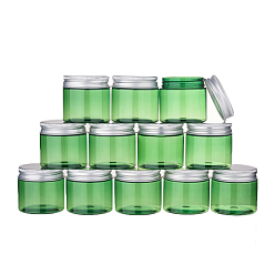 Verde Crema de cosméticos de plástico tarro, botella rellenable portátil vacía, con tapa de aluminio, verde, 4.95x4.8 cm, capacidad: 50 g