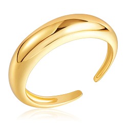 Golden 925 Sterling Silver Plain Band Open Cuff Ring for Women, Golden, US Size 5 1/4(15.9mm)