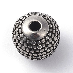 Antique Silver 316 Surgical Stainless Steel Beads, Round, Antique Silver, 9.5x9mm, Hole: 1.8mm