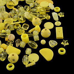 Yellow Acrylic Beads, Mixed Shapes, Yellow, 5.5~28x6~20x3~11mm, Hole: 1~5mm