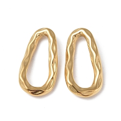 Real 18K Gold Plated Ion Plating(IP) 304 Stainless Steel Linking Ring, Hammered, Teardrop, Real 18K Gold Plated, 25.5x13x3mm, Inner Diameter: 18.5x6mm