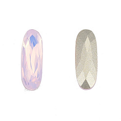 Light Rose K9 Glass Rhinestone Cabochons, Pointed Back & Back Plated, Faceted, Oval, Light Rose, 15x5x3mm