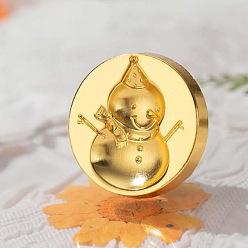 Snowman Golden Tone Christmas Wax Seal Alloy Stamp Head, for Invitations, Envelopes, Gift Packing, Snowman, 25mm