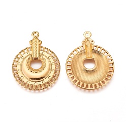 Golden Alloy Pendants, Lead Free and Cadmium Free, Flat Round, Golden, 40x30x2mm, Hole: 1.5mm