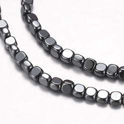 Gray Non-Magnetic Hematite Beads Strands, Square, Gray, 3x3x2mm, Hole: 1mm, about 150pcs/strand, 16.1 inch