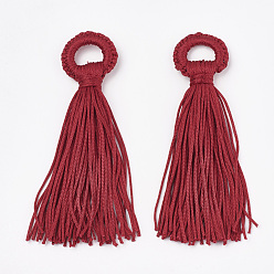Red Polyester Tassel Big Pendant Decorations, Red, 98~110x24~26x10~15mm, Hole: 14mm