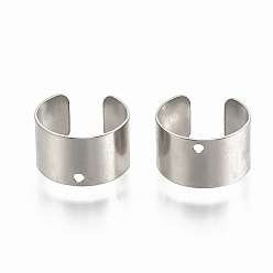 Stainless Steel Color 304 Stainless Steel Ear Cuff Findings, with Hole, Stainless Steel Color, 10~11x6mm, Hole: 0.8mm