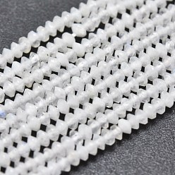 White Moonstone Natural White Moonstone Beads Strands, Faceted, Bicone, 2~2.5x1~1.5mm, Hole: 0.5mm, about 268~298pcs/strand, 15.35 inch(39cm)