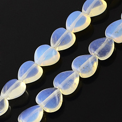 Azur Brins de perles opalite, cœur, azur, 10x10x5mm, Trou: 1mm, Environ 40 pcs/chapelet, 15.3 pouce