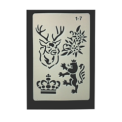 Ciervo Plantilla de silueta de pintura hueca de plástico ecológico para mascotas, plantilla de dibujo de bricolaje plantillas de graffiti, ciervo, 246x160 mm