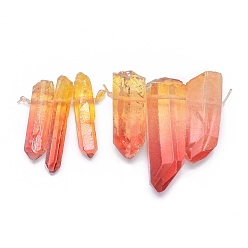 Помидор Кулоны с натуральным окрашенным кварцем, Двухцветный цвет, пуля, помидор, 24~40x5~10 мм, отверстие : 1 мм, 3 шт / комплект