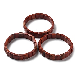 Jaspe Rouge Bracelets élastiques de jaspe rouge naturel, facette, rectangle, 2-3/8 pouce (6 cm)