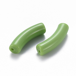Olive Terne Perles acryliques opaques, tube incurvé, vert olive, 32x9.5x8mm, Trou: 1.8mm, environ330 pcs / 500 g
