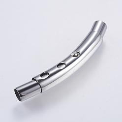 Stainless Steel Color 304 Stainless Steel Bayonet Clasps, Tube, Stainless Steel Color, 40x6mm, Hole: 4mm