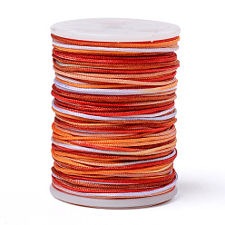 Colorful Segment Dyed Polyester Thread, Braided Cord, Colorful, 0.8mm, about 10.93 yards(10m)/roll