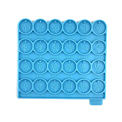 Deep Sky Blue Silicone Molds, Resin Casting Molds, for UV Resin, Epoxy Resin Jewelry Making, Flat Round with Flower, Deep Sky Blue, 132x118x5mm