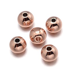 Oro Rosa Abalorios de latón, sin plomo y níquel y cadmio, ronda sólida, Oro rosa real plateado, 8 mm, agujero: 1.6 mm