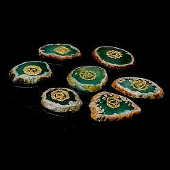 Green Chakra Natural Agate Nuggets Stone, Pocket Palm Stone for Reiki Balancing, Home Display Decorations, Green, 30~50x5mm, 7pcs/set