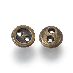 Bronze Antique Boutons en alliage, 2-trou, plat rond, bronze antique, 4x1.5mm, Trou: 0.7mm