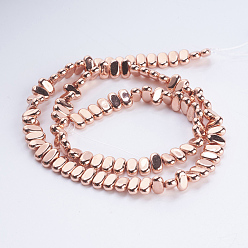 Rose Gold Plated Electroplate Non-magnetic Synthetic Hematite Beads Strands, Rectangle, Rose Gold Plated, 8x4x2mm, Hole: 1mm, about 98~102pcs/strand, 15.5 inch(39.5cm)
