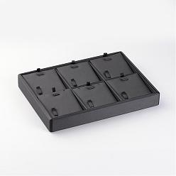 Black Wooden Necklaces Presentation Boxes, Covered with PU Leather, Black, 18x25x3.2cm