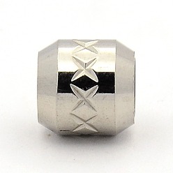 Stainless Steel Color Stainless Steel Beads, Large Hole Column Beads, Stainless Steel Color, 10x10mm, Hole: 6mm