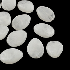Белый Акриловые бусины с имитацией драгоценных камней в форме слезы, белые, 25x19x9 мм, Отверстие : 2 мм , около 180 шт / 500 г