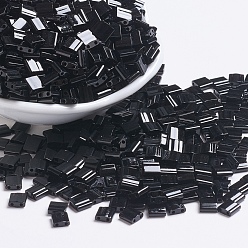 (TL401) Black MIYUKI TILA Beads, Japanese Seed Beads, 2-Hole, (TL401) Black, 5x5x1.9mm, Hole: 0.8mm, about 1180pcs/100g