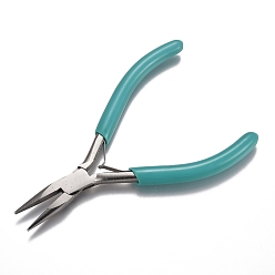 Turquoise 45# Carbon Steel Jewelry Pliers, Needle Nose Pliers, Ferronickel, Turquoise, 11.8x7.3x0.65cm