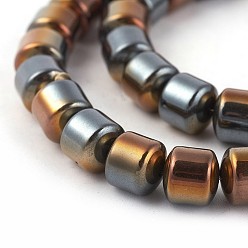 Coffee Plated Electroplated Non-magnetic Synthetic Hematite Beads Strands, Half Plated, Column, Coffee Plated, 8x8mm, Hole: 0.7mm, about 53pcs/strand, 16.53 inch(42cm)