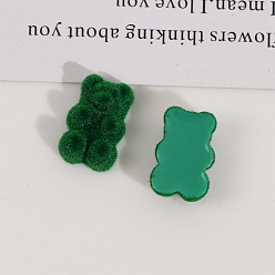 Зеленый Кабошоны из флокированной смолы, медведь, зелёные, 18x11 мм