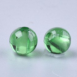 Verde Cuentas de plástico transparente, rondo, verde, 6x5.5 mm, Agujero: 1.8 mm, sobre 5000 unidades / 500 g