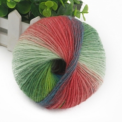 Colorful Gradient Color Wool Thread, Section Dyed Icelandic Wool Thread, Soft and Warm, for Hand-woven Shawl Scarf Hat, Colorful, 2mm