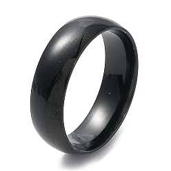 Black Ion Plating(IP) 304 Stainless Steel Flat Plain Band Rings, Black, Size 7, Inner Diameter: 17mm, 6mm