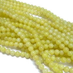 Lemon Chiffon Natural Lemon Jade Beads Strands,  Round, Lemon Chiffon, 8mm, Hole: 1mm, about 49pcs/strand, 15.4 inch