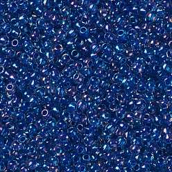 (189) Inside Color Luster Crystal/Caribean Blue Toho perles de rocaille rondes, perles de rocaille japonais, (189) cristal de lustre de couleur intérieure / bleu caraïbe, 11/0, 2.2mm, Trou: 0.8mm, environ5555 pcs / 50 g