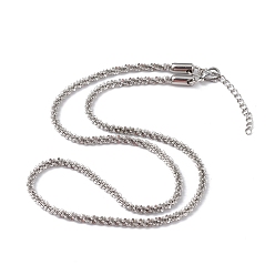 Нержавеющая Сталь Цвет 304 ожерелье из костяной веревки из нержавеющей стали для женщин, цвет нержавеющей стали, 18.15 дюйм (46.1 см), широк: 3.3 мм