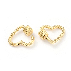 Real 18K Gold Plated Brass Screw Carabiner Lock Charms, for Necklaces Making, Long-Lasting Plated, Heart, Real 18K Gold Plated, 23x26x3mm, Screw: 8x7mm