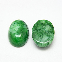 Green Dyed Natural White Jade Cabochons, Oval, Green, 18x13x6mm