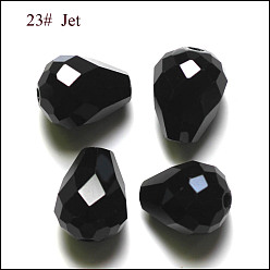 Noir Imitations de perles de cristal autrichien, grade de aaa, facette, goutte , noir, 8x10mm, Trou: 0.9~1mm