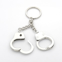 Platinum Iron Keychain, with Zinc Alloy Handcuffs, Platinum, 105x29mm