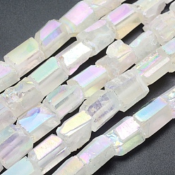 Cristal de cuarzo Electrolíticos de cuarzo natural de cristal hebras, cuboides, arco iris chapado, 15~16x10~16 mm, agujero: 2 mm, sobre 26 unidades / cadena, 15.7 pulgada (40 cm)