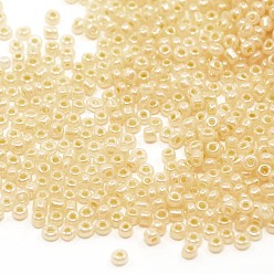 Champagne Yellow 6/0 Glass Seed Beads, Ceylon, Round, Round Hole, Champagne Yellow, 6/0, 4mm, Hole: 1.5mm, about 500pcs/50g, 50g/bag, 18bags/2pounds