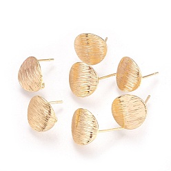 Real 18K Gold Plated Drawbench Brass Stud Earring Findings, with Loop, Flat Round, Nickel Free, Real 18K Gold Plated, 12x1mm, Hole: 2mm, Pin: 0.5mm