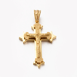 Oro Tema de pascua nuevo regalo 201 colgantes de cruz de crucifijo de acero inoxidable, dorado, 33x23x7 mm, agujero: 5x7 mm