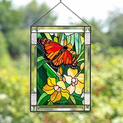 Butterfly Stained Acrylic Window Planel with Chain, for Window Suncatcher Home Hanging Ornaments, Butterfly, 200x150mm