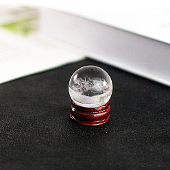 Cristal de Quartz Décorations d'affichage en cristal de quartz naturel (à l'exclusion de la base en bois), sphère de pierres précieuses, ronde, 28~32mm