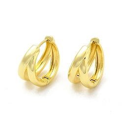Light Gold Латунные серьги-кольца с двойной линией для женщин, золотой свет, 19x20x10.5 мм, штифты : 0.8 мм