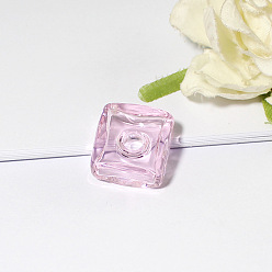 Perlas de Color Rosa Colgante de botella de perfume de murano hecho a mano, cuadrado y corazón, rosa perla, 20x20 mm